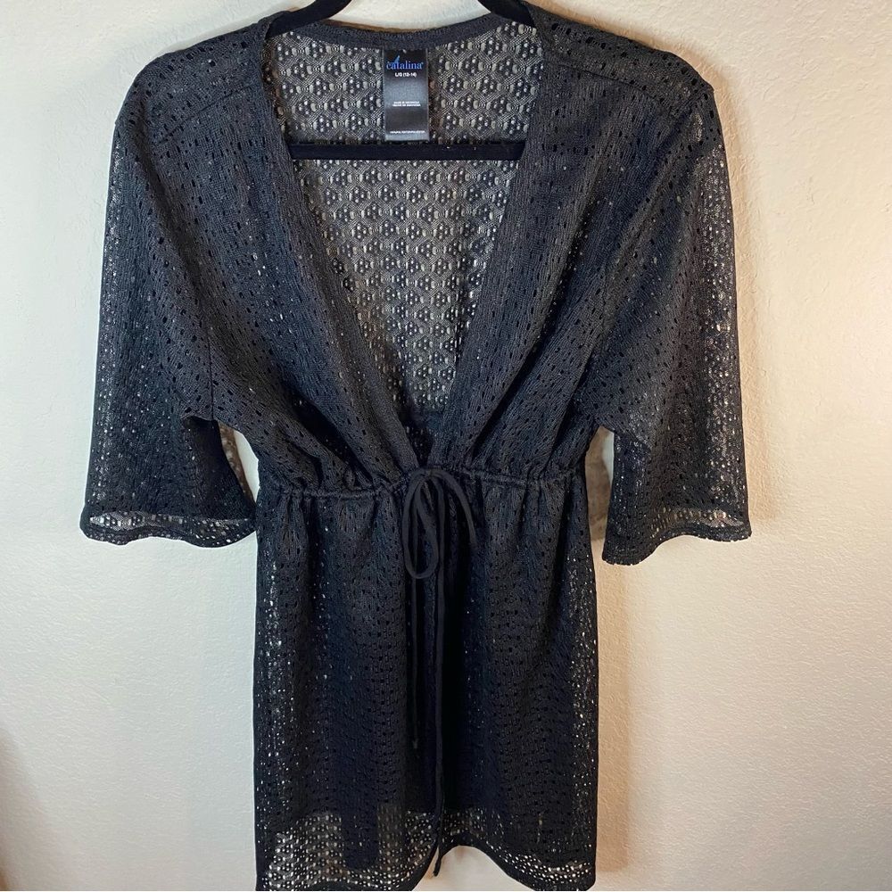 Lace Swim Empire Tie Waist Coverup Sz L